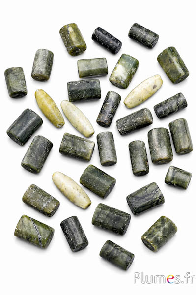 Natursteinperlen - 18 x 10 mm - olivgrün